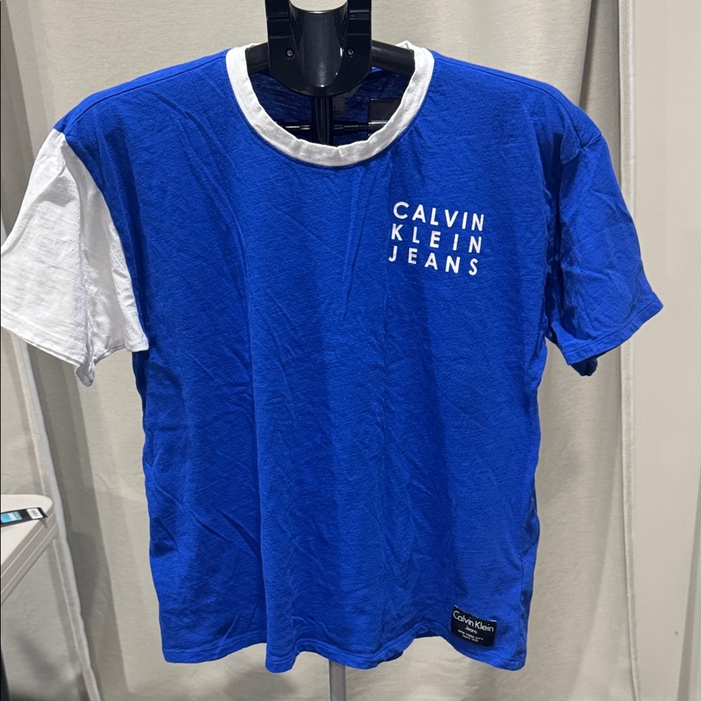 Calvin Klein Jeans Royal Blue and White Tee